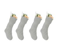 Christmas Stocking Set of 4 Cable Knit Traditional Stockings 19" (Grey)