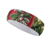 Christmas Stocking Sports Headbands Wide Non-Slip Workout Sweatband Elastic Stretch Athletic Headband for Running Cycling Football Yoga Hairband for Women and Men