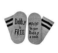Christmas Stocking Stuffers for Adult, Novelty Socks Birthday Gifts, Master Has Given Dobby a Sock Dobby is Free Socks, Gray, 6-12