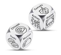 Christmas Stocking Stuffers for Adults Kids, Boo Basket Stuffers, Couple Games for Date Night Dice, Iron Gift for 6th Anniversary, Wedding Gifts for Couples 2025, Movie & Food Dice 2PCS