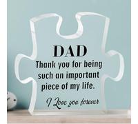 Christmas Stocking Stuffers Gifts for Dad from Daughter Son Acrylic Puzzle Plaque Decorations Unique Heartwarming Gifts To Dad, the Irreplaceable Piece of Our Family Puzzle - A Father's Day Tribute