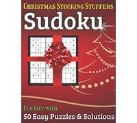 Christmas Stocking Stuffers Sudoku Fun Gift with 50 Easy Puzzles & Solutions: A great holiday surprise for men, women and teens and this puzzle book is 8.5x11in with 65 pages