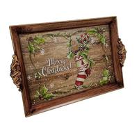 Christmas Stocking Tea Serving Tray Plastic Drinks Lap Snack Tray 40cm x 26cm