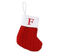 Christmas Stocking with 26 Letter, Initial Embroidered Mini Cute Christmas Stockings,Mini Cute Red with White Cuffs for Home Family Fireplace Hanging Xmas Holiday Party Decor Gift (F)