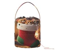 Christmas Stocking with Kittens Crochet Yarn Bag Yarn Project Bag with Holes Travel Bag for Crochet Tools Travel Accessory