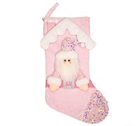Christmas Stocking with Santa Design for Hanging, Large Capacity to Hold Treats and Toys, Fabric Material Built to Last Holiday After Holiday (E-W84)