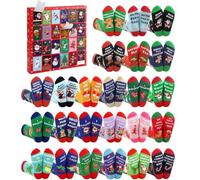 Christmas Stockings Advent Calendar 2025 24 Days Christmas Countdown Calendar with 12/24 Pairs Funny and Colourful Socks Xmas Countdown Calendar Christmas Gifts for Adults Men Women (24 Pairs)