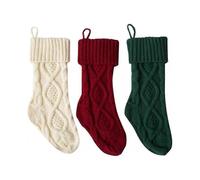 Christmas Stockings Cable Knitted Stocking Unique KnitGift Bag for Xmas Tree Decorations (Red+Green+White, 46cm)