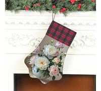 Christmas Stockings Dog Paw Xmas Stocking Hanging Ornaments Christmas Pet Pow Socking Bowl with Peonies and Rose Gifts Stocking Christmas Stocking for Holiday Party Fireplace