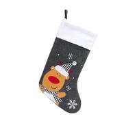 Christmas Stockings | Santa, Snowman, Reindeer & Penguin Plush Grey & White Stockings | Fireplace & Christmas Tree Decoration Hanging Ornaments for Kids & Family | 40cm X 25cm (Reindeer)