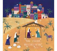 Christmas Story Bible Text Advent Calendar Card with 24 Windows, Nativity design with shepherds, 16 x 16 cm, with Envelope