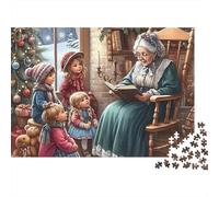 Christmas Story Time 1000 Pieces Jigsaw Puzzles Engaging Educational Games Grandma Reading to Kids Jigsaw Puzzles Home Decoration for Gifts 52x38cm/1000pcs