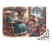 Christmas Story Time 1000pcs Jigsaw Puzzle for Adults 14+, Eco-Friendly Recycled Cardboard, Grandma Reading to Kids, Leisure Activity, Stress Relief Entertainment, Idea 52x38cm/1000pcs