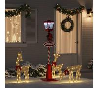 Christmas Street Lamp with Lantern Red 40.5x40.5x180cm Plastic