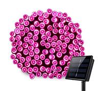 Christmas String Lights, 39ft 100 LED Solar Christmas Lights Waterproof Christmas Fairy Lights for Outdoor Gardens Wedding Christmas Decorations (Pink)
