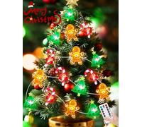 Christmas String Lights Decoration, 10ft 30LED Christmas Tree Gingerbread Man Candy Cane Fairy Lights Battery Operated with Remote, 8 Modes & Timer, Twinkle Light for Home Party Indoor Outdoor Decor