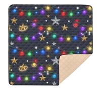 Christmas String Lights Star Seamless Pattern Large Non-Slip Baby Play Mat for Floor Water Resistant Playroom Activity Mat for Baby Toddler Infant, 50'' x 50''
