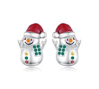 Christmas Stud Earrings 925 Sterling Silver Cute Snowman for Women Girls Snowman Jewellery Christmas Party Secret Santa Gifts