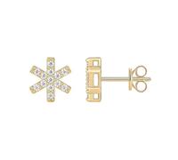 Christmas Stud Earrings For Women, 9Mm Small Snowflake 925 Sterling Silver Gold Plated Xmas Stud Earrings With Shiny Moissanite Jewelry Gift For Mum Wife Girls