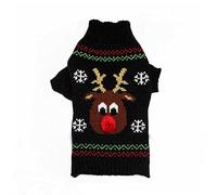 Christmas Stylish Reindeer Knitted Festive Pet Apparel for Cats and Dogs Cozy Winter Holiday Costume Outfit (Black, M)