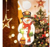 Christmas Sucker LED LightsWindow Sucker Lamp Fairy String Light Window Decoration Christmas Hanging LED Lights-PoweredWaterproof Lights Decor for Christmas Party-No Battery-Merry Snowman