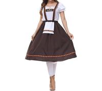 Christmas Suit Cosplay Costumes Elegant Attire For Beer Fest And Performances Off Shoulder Dress Versatile For All Seasons(Brown,S)