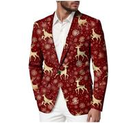 Christmas Suit Jacket for Men, Jacket Ugly Christmas Blazer Jackets Xmas Festive Costume Slim Fit Single Breasted Suit Novelty Xmas Tuxedo Fashion Tree Reindeer Snowflake Santa Claus