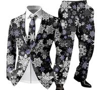 Christmas Suit Mens White Sweatshirt for Men Tree Father Outfit Suits UK Boys Men's Party 2 Piece Regular Fit Santa Costumes Bells Jackets Dress Up