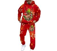Christmas Suits For Men,Modern Business Ensemble For Formal Attire With Tailored Fit And Distinctive Print Style (Red, XXXL)