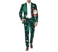Christmas Suits for Men Ugly Suit Santa Costume Dinner Outfits Costumes Mens 2 Piece Regular Fit Claus Father Outfit Snowman Reindeer Sock Classic Trousers Men's