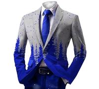 Christmas Suits For Men Uk - Christmas Suit Xmas Tree Printed Party Lapel Single Button Long Sleeved Suit Sports Jacket Lightweight Pocket Suits Classic Jacket Suitable Gifts For Dad BoyFriends