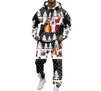 Christmas Suits,Holiday Hooded Sweatshirt And Jogger Set - Cozy Casual Two Piece Outfit For Everyday Festive Season Comfort (Black, M)