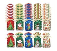 Christmas Surprise Bags - Pack of 50 Reusable Basket with Drawstring Closure | Holiday Gift Bag - For Biscuits, Snack, Popcorn, Halloween, Birthday, Party, Holiday, Classroom, School