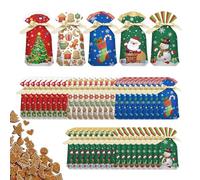 Christmas Surprise Bags, Pack of 50 Reusable Drawstring Closures, Holiday Gift Bags - For Festive Snacks Popcorn Halloween Birthday Party Holiday Classroom