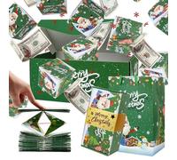 Christmas Surprise Explosion Box, Funny Pop Up Cash from Money Case for Birthday, Anniversary, DIY Luxury Folding Xmas Bouncing Money Boxes for Wife Girlfriend Mother (Green, 1 count (Pack of 10))