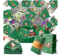 Christmas Surprise Explosion Gift Box,12Pcs Christmas Money Gift Boxes, Box,Creativity Folding Bouncing Red Envelope Gift Box,Funny Pop Up Cash from Money Case for Women Men Surprise
