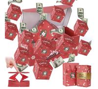 Christmas Surprise Gift Box Explosion for Money,Unique Folding Bouncing Red Envelope Gift Box with Confetti,Christmas DIY Pop Out Bounce Box,Cash Pop Up Money Box or Christmas,Birthday(12 Bounces,Red)