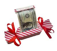 Christmas Surprise Money Pull Box, Candy Cane Shaped Money Gift Pouch with Dispenser Slot, Fun Cash Present for Kids, Adults, Friends - DIY Kit (Candy Cane Red)