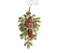 Christmas Swag, Artificial Pine Branches Teardrop Swag With Red Berry Pine Cones, Christmas Garlands Decorations For Front Door Wall