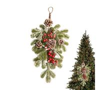 Christmas Swag, Colorful Artificial Pine Branches with Pine Cones, Decorative Teardrop Garland for Front Door, Wall, Mailbox, Mantle, Stair, Holiday Party Home Decorations, 55x35cm