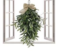 Christmas Swag Teardrop Artificial Decoration | Artificial Olive Tree Wall Hanging - 60cm/23.62 Inch Olive Green Garland Decoration for Front Doors, Walls