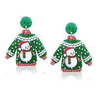 Christmas Sweater Earrings for Women Christmas Ugly Sweater Earrings Merry Christmas Snowman Sweater Elk Earrings for Women Christmas Jewelry Gift(G)