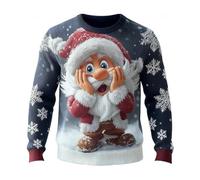 Christmas Sweater for Men Funny Xmas Festival Patterned Sweatshirt Winter Outfits Tops Men's Loose Plus Size Slim Fit Christmas Pullover Sweater Xmas Novelty Graphic Printing Sweatshirt (01-Blue, M)