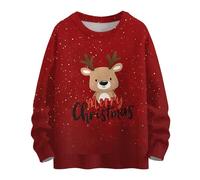 Christmas Sweater Funny Christmas Jumper Classic Long Sleeve Jumper Elegant Tops in Dinner Printed Eve Clothes for Parade Resistant Outfits to Gathering Deep Red XL