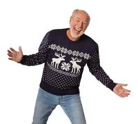 Christmas Sweater Man Men Outfit Pullover Comfy Winter Reindeer Snow Red White