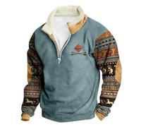 Christmas Sweater Mens Fuzzy Sherpa Pullover Hoodie Preppy Clothes Winter Hoodies for Men Pullover Mens Puffer Jacket Mens Grey Hoodie Viking Christmas Jumper Warm Fleece Mens （Blue, XXL