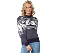 Christmas Sweater Woman Ladies Pullover Reindeers Christmas Tree Xmas Blue White