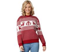 Christmas Sweater Woman Ladies Pullover Reindeers Christmas Tree Xmas Red White