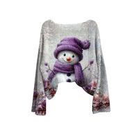 Christmas Sweaters for Women Long Sleeve Top Knitted Pullover Sweater for Women Fashion Long Sleeve Crewneck Blouse Winter Warm Layer Top Daily Going Out Knitwear Clothes for Home (White, XXL)