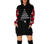 Christmas Sweatshirt Dress for Women Long Oversized Crew Neck Sweatshirts Long Sleeves Merry Christmas Print Wine Glass Graphic Jumpers Funny Cute Christmas Xmas Print Casual Tops Comfy